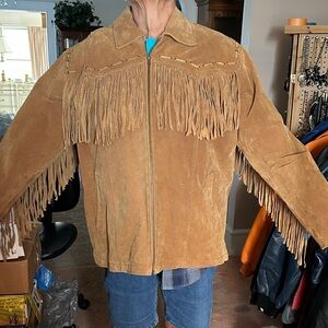 Men's Tan Fringe Suede Jacket